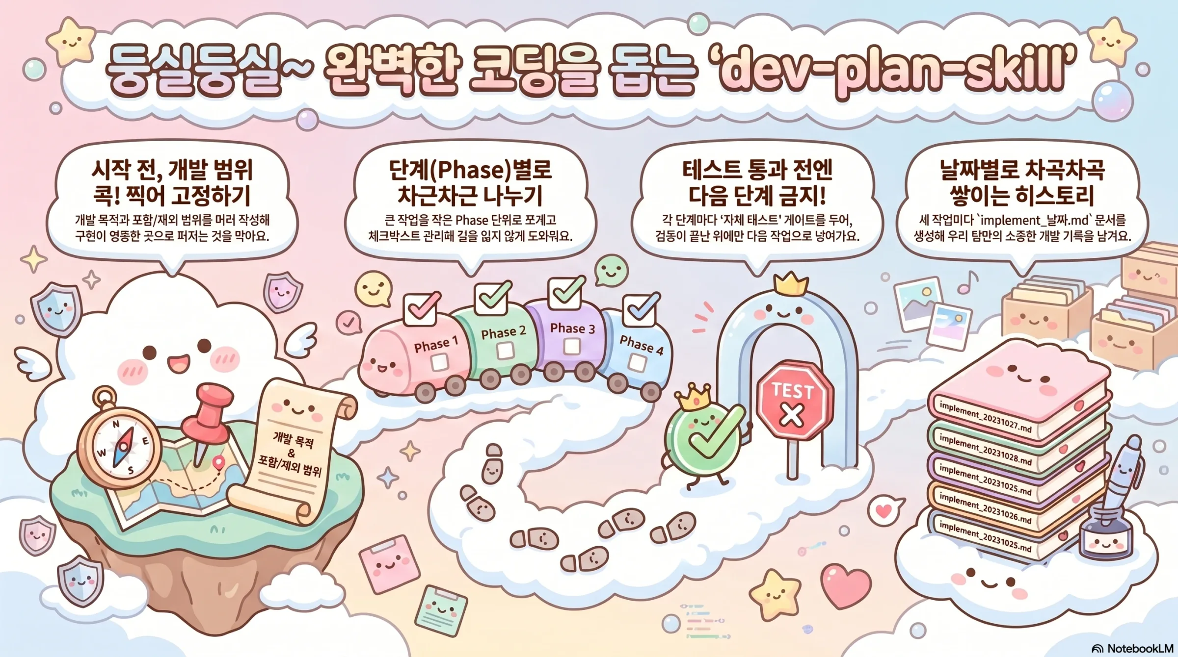 개발 계획 스킬의 작업 흐름을 설명하는 인포그래픽